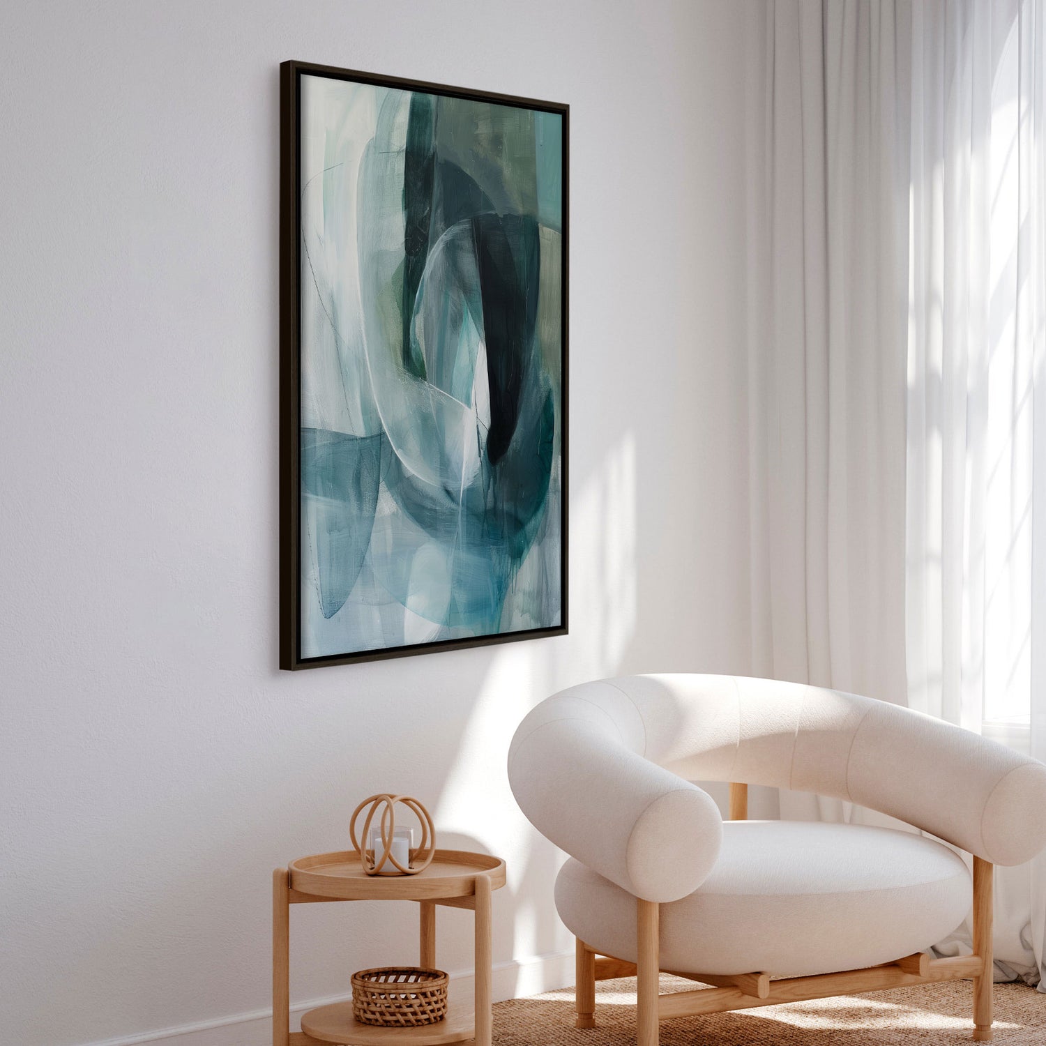 Håndlavet maleri med ramme - Oceanic Layers - Mixed media - Incado