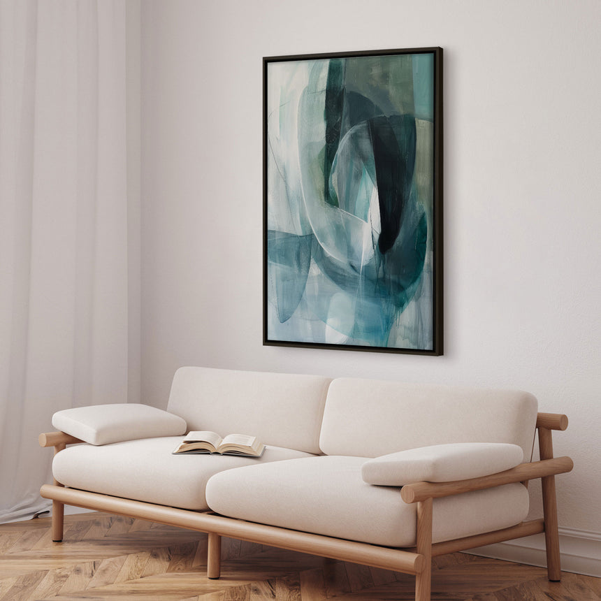 Håndlavet maleri med ramme - Oceanic Layers - Mixed media - Incado