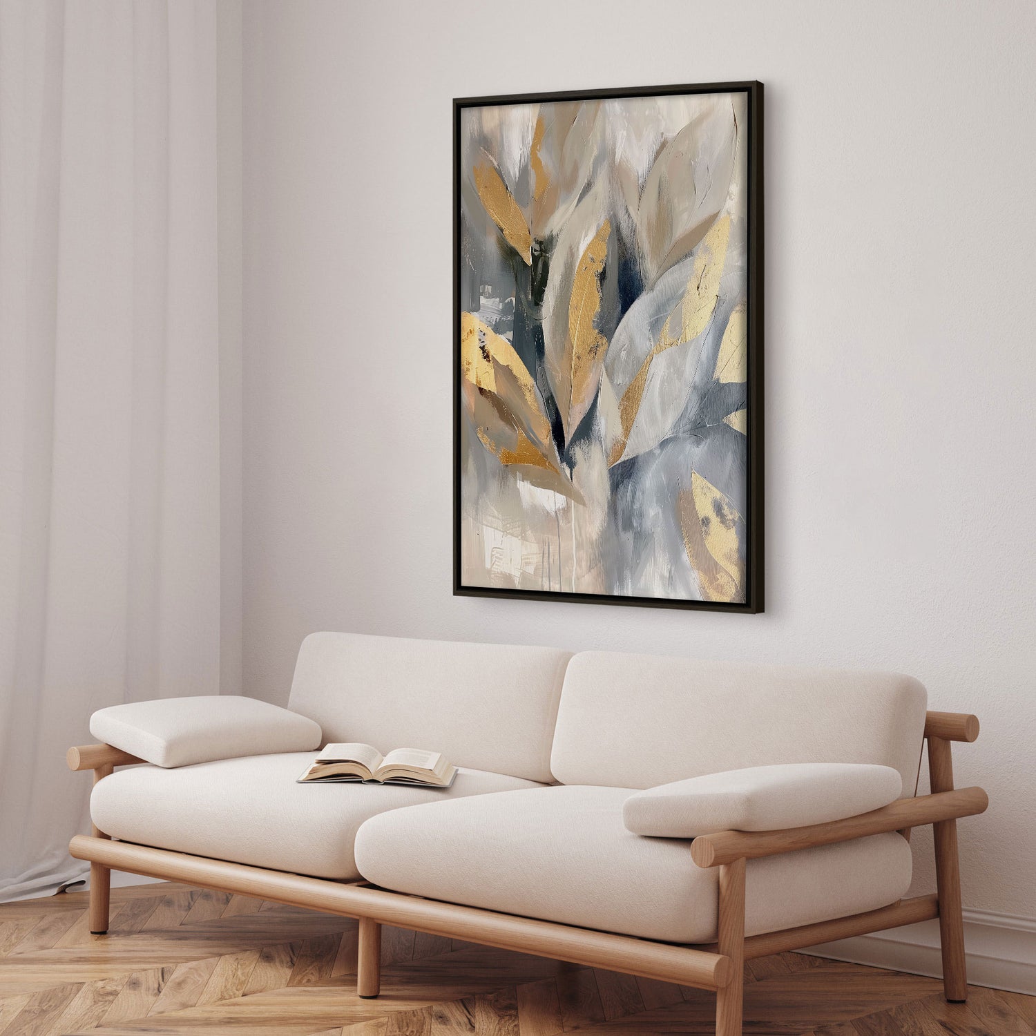 Håndlavet maleri med ramme - Whispering Leaves - Mixed media - Incado