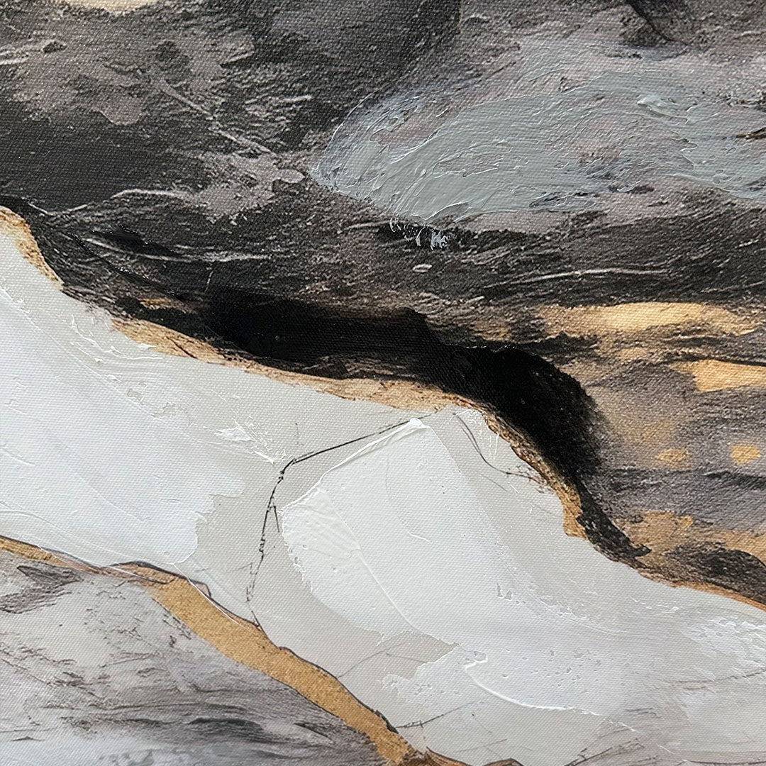 Håndlavet maleri med ramme - Golden Rift - Mixed media - Incado