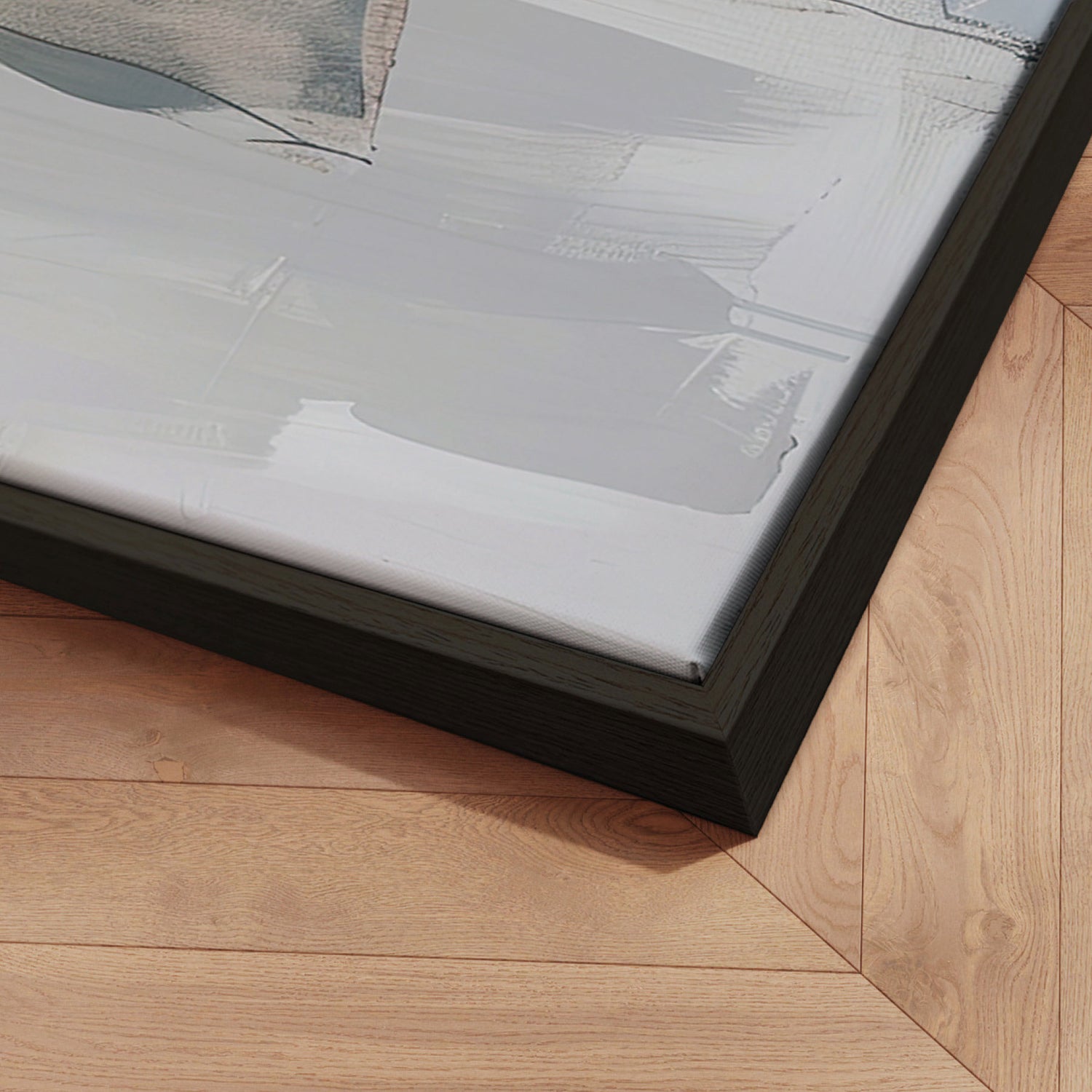 Håndlavet maleri med sort ramme - Delicate Harmony - Mixed media - Incado