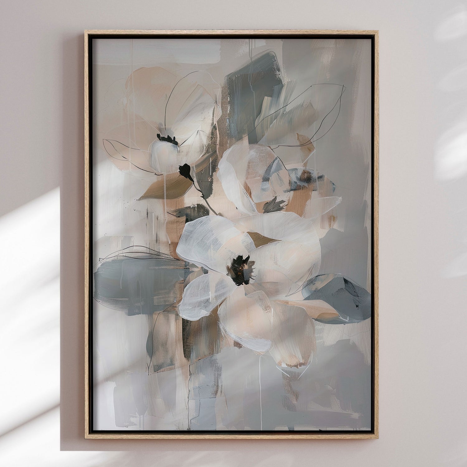 Håndlavet maleri med sort ramme - Delicate Harmony - Mixed media - Incado