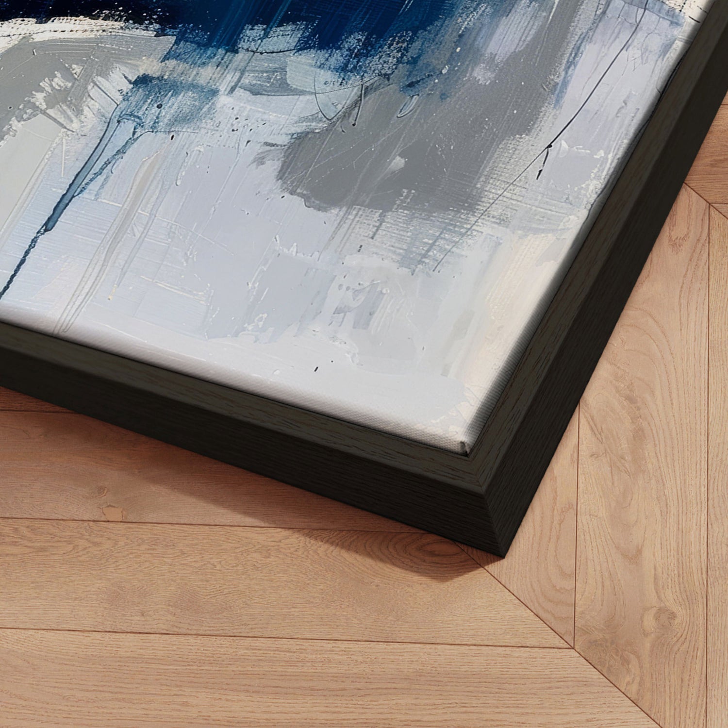 Håndlavet maleri med ramme - Midnight Currents - Mixed media - Incado