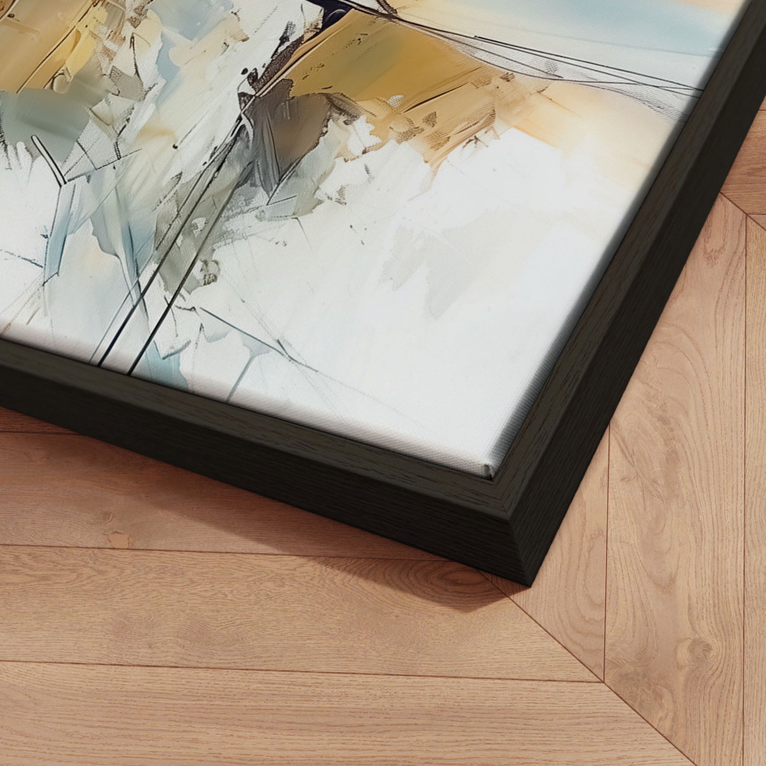 Håndlavet maleri med ramme - Waves of Amber - Mixed media - Incado