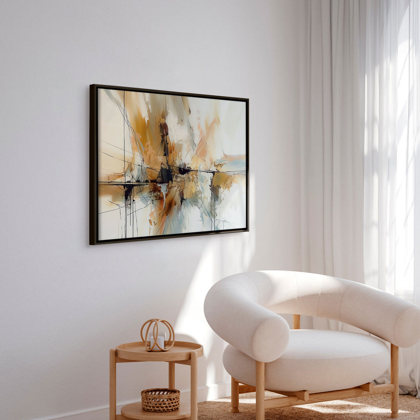 Håndlavet maleri med ramme - Waves of Amber - Mixed media - Incado