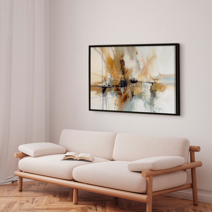 Håndlavet maleri med ramme - Waves of Amber - Mixed media - Incado