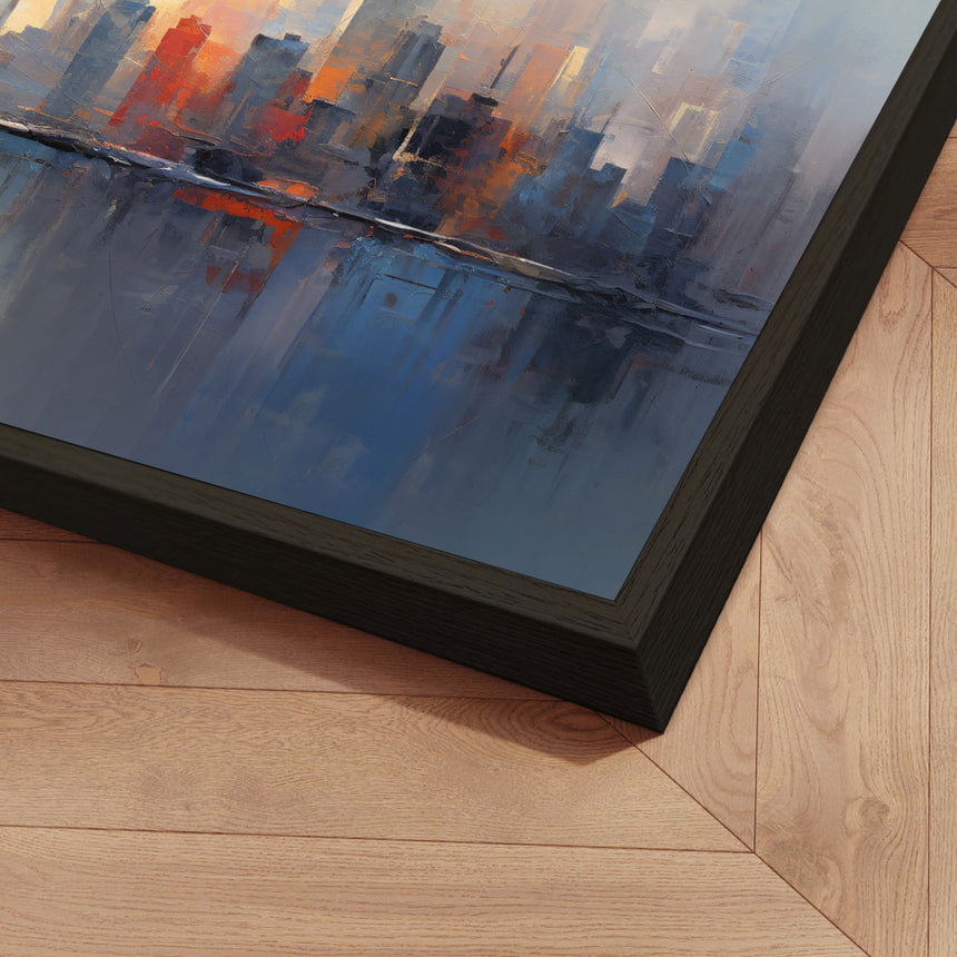 Håndlavet maleri med ramme - Urban Sunset - Mixed media - Incado