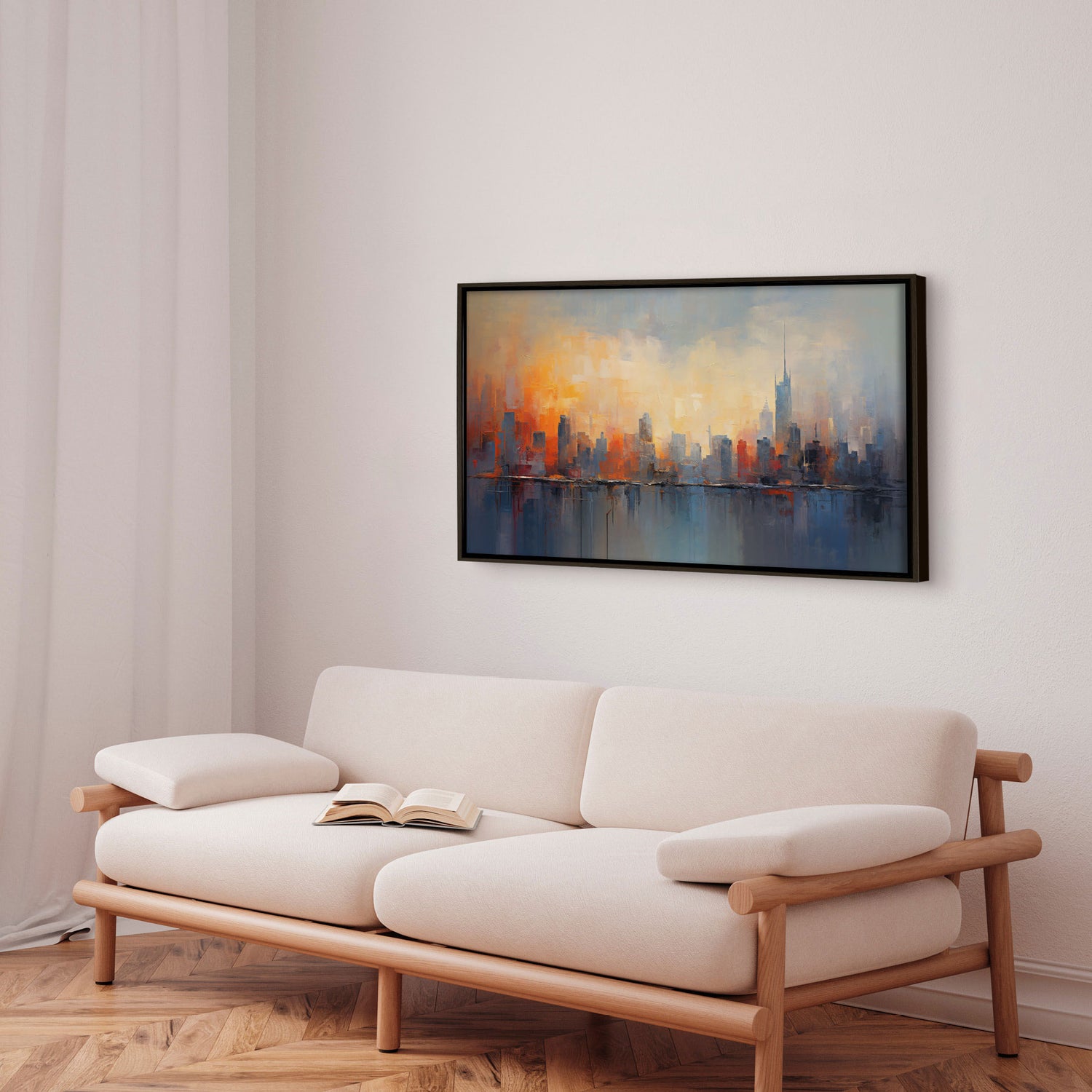 Håndlavet maleri med ramme - Urban Sunset - Mixed media - Incado