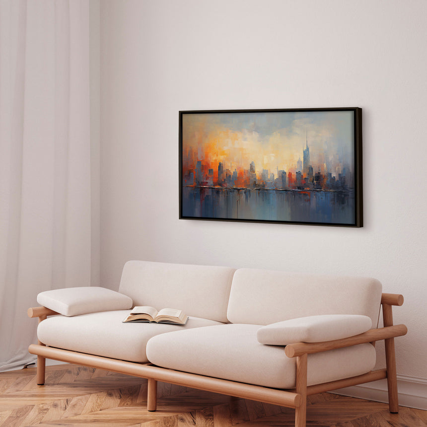 Håndlavet maleri med ramme - Urban Sunset - Mixed media - Incado