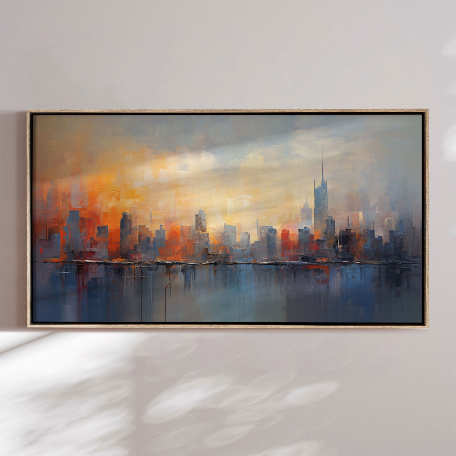 Håndlavet maleri med ramme - Urban Sunset - Mixed media - Incado