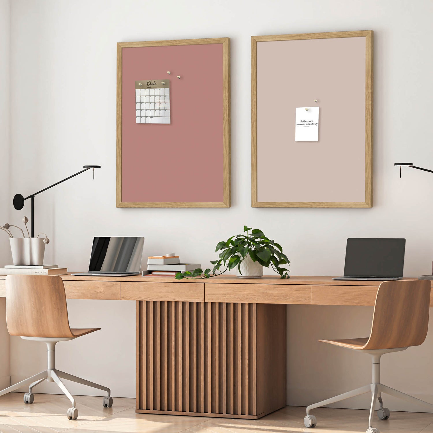 Opslagstavle med egetræsramme - Dusty Rose - Incado