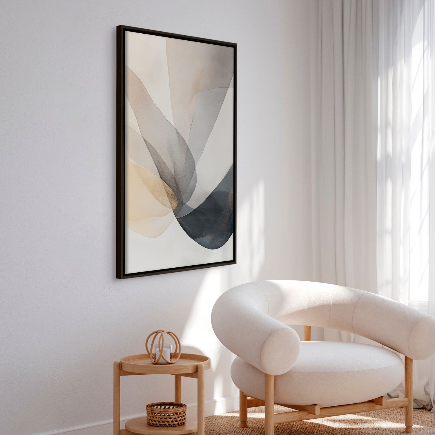 Håndlavet maleri med ramme - Veil of Silence - Mixed media - Incado