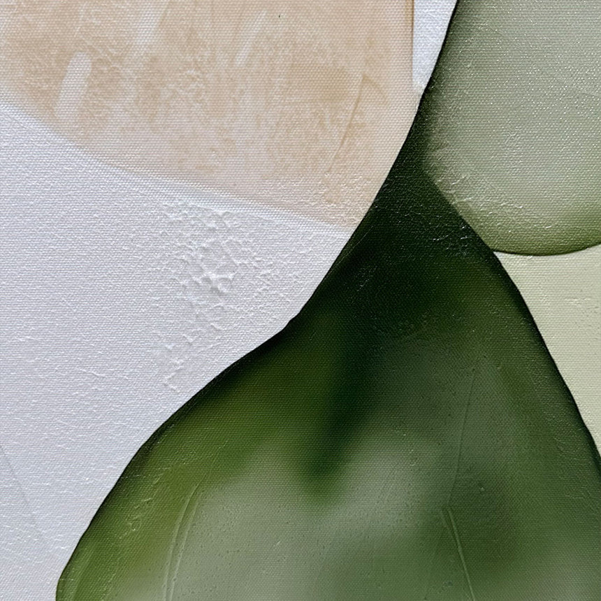 Håndlavet maleri med ramme - Whispers of Green - Mixed media - Incado