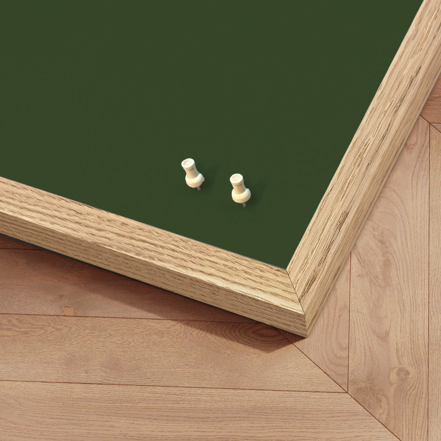 Opslagstavle med egetræsramme - Dark Olive