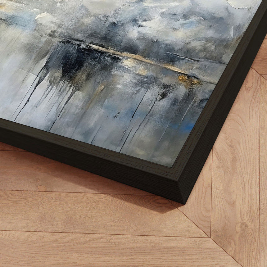 Håndlavet maleri med ramme - Misty Reflections - Mixed media