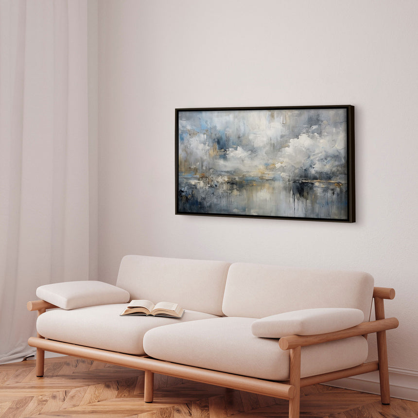 Håndlavet maleri med ramme - Misty Reflections - Mixed media