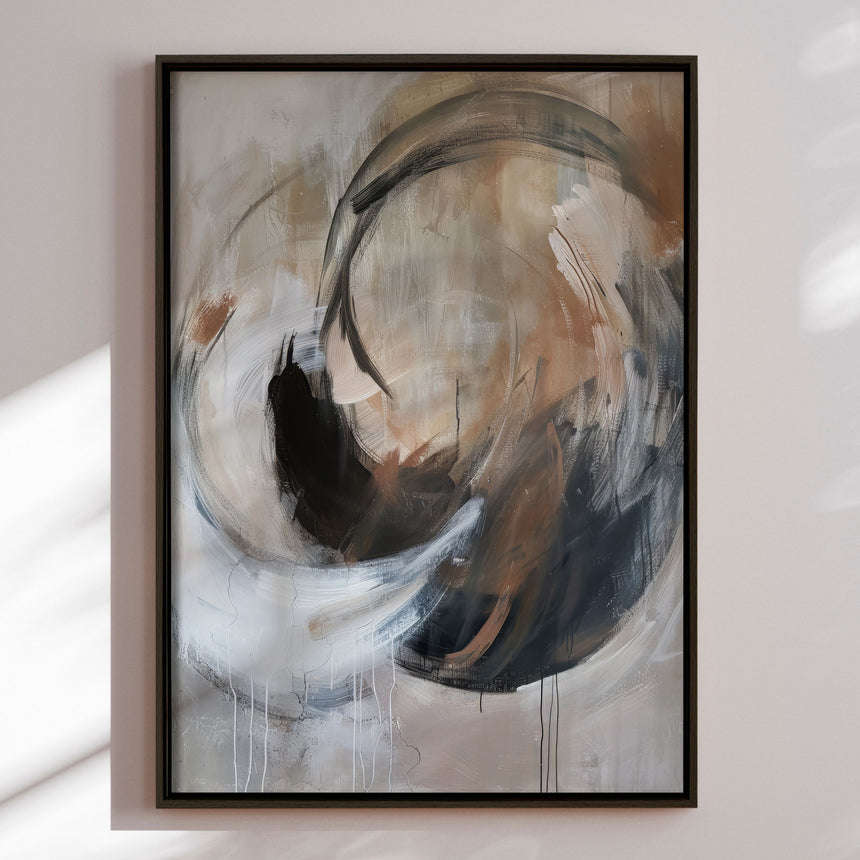 Håndlavet maleri med ramme - Dark Tide - Mixed media