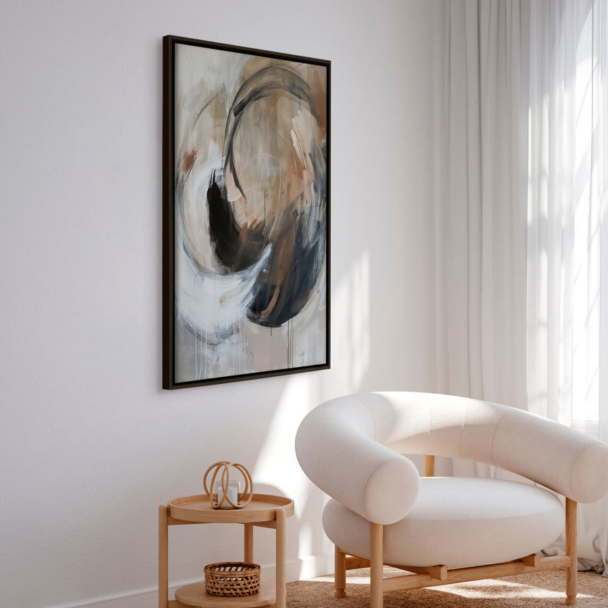 Håndlavet maleri med ramme - Dark Tide - Mixed media