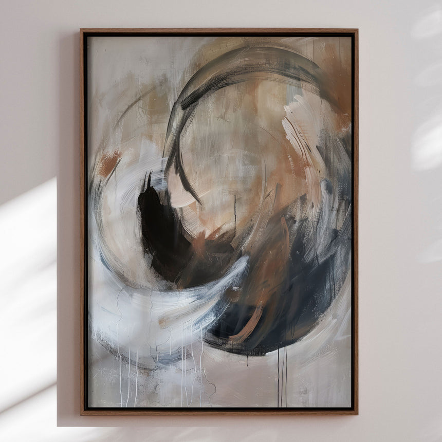 Håndlavet maleri med ramme - Dark Tide - Mixed media