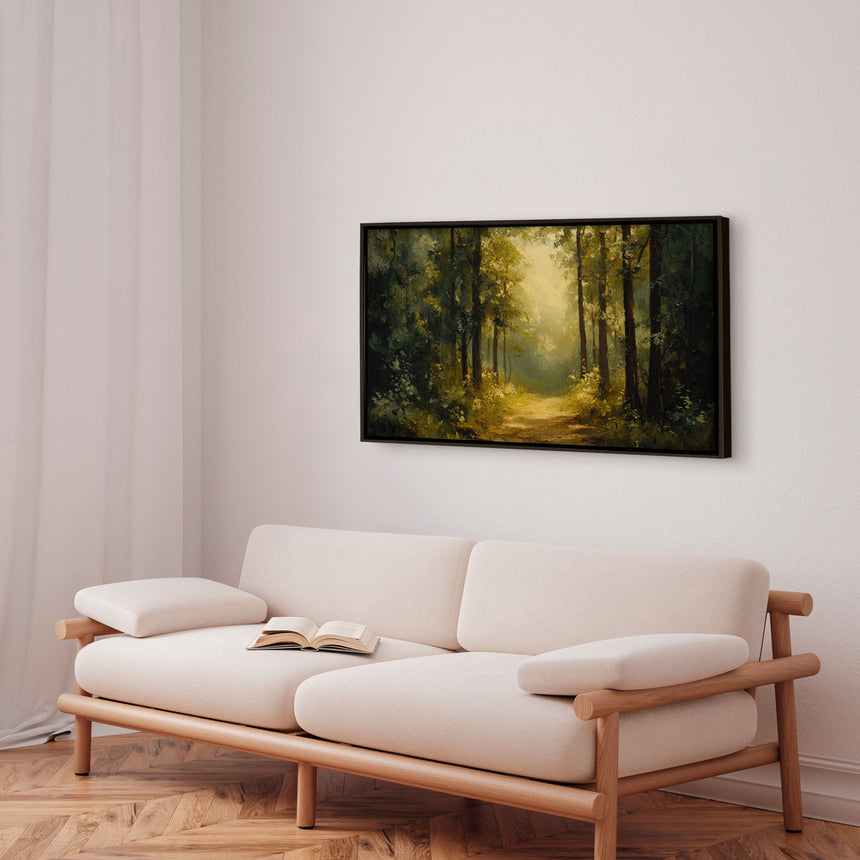 Håndlavet maleri med ramme - Dark Forest - Mixed media