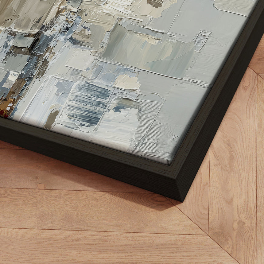 Håndlavet maleri sort ramme - Pastel Construction - Mixed media