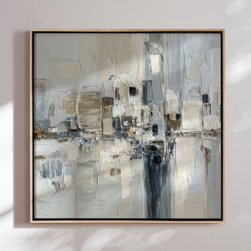 Håndlavet maleri sort ramme - Pastel Construction - Mixed media