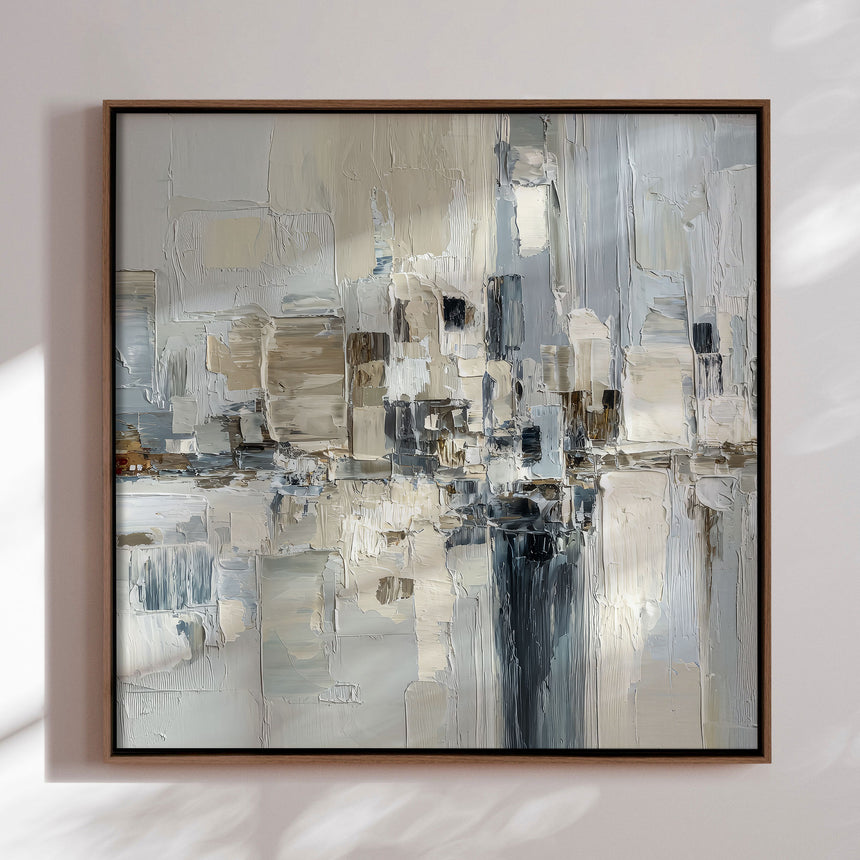 Håndlavet maleri sort ramme - Pastel Construction - Mixed media