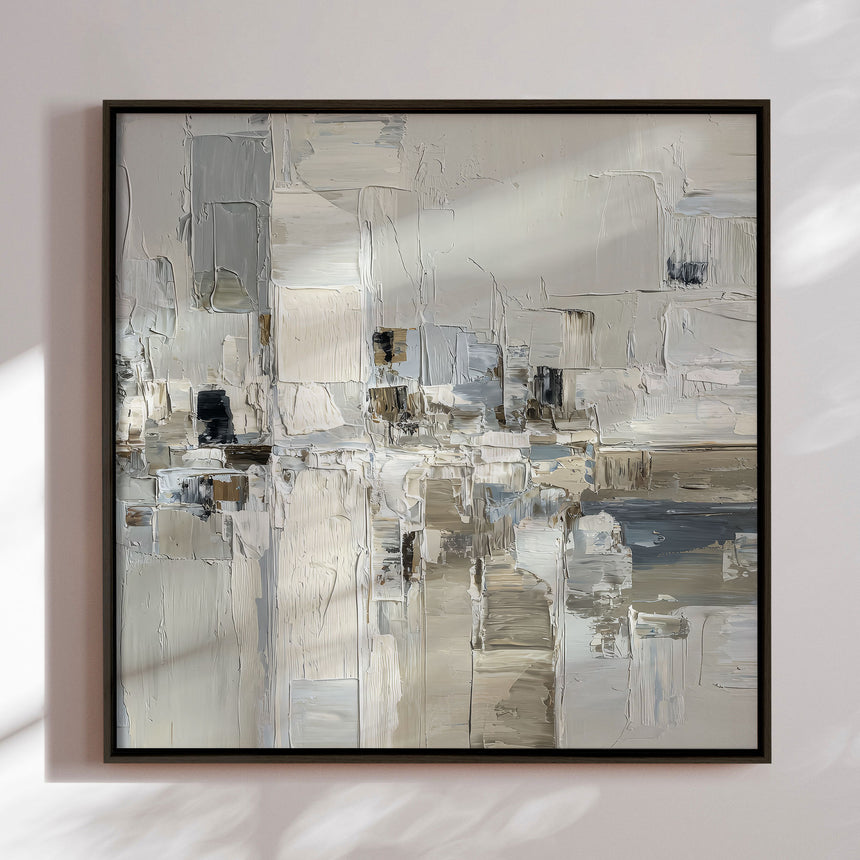 Håndlavet maleri sort ramme - Pastel Construction II - Mixed media