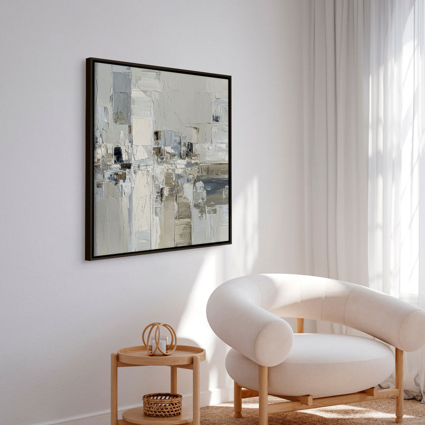 Håndlavet maleri sort ramme - Pastel Construction II - Mixed media