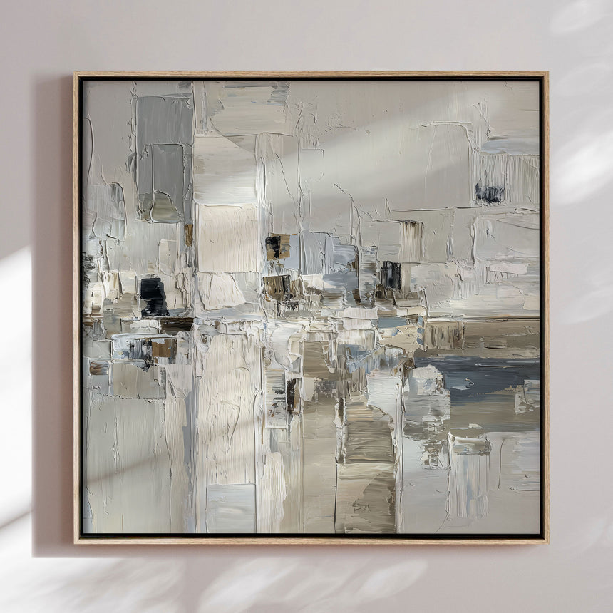 Håndlavet maleri sort ramme - Pastel Construction II - Mixed media