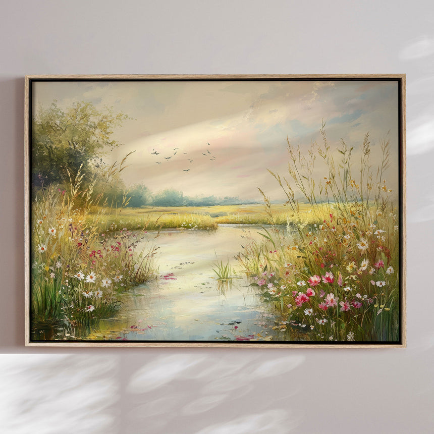 Håndlavet maleri med ramme - Fields of Light - Mixed media