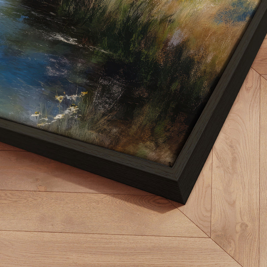 Håndlavet maleri med ramme - Silent Meadow - Mixed media