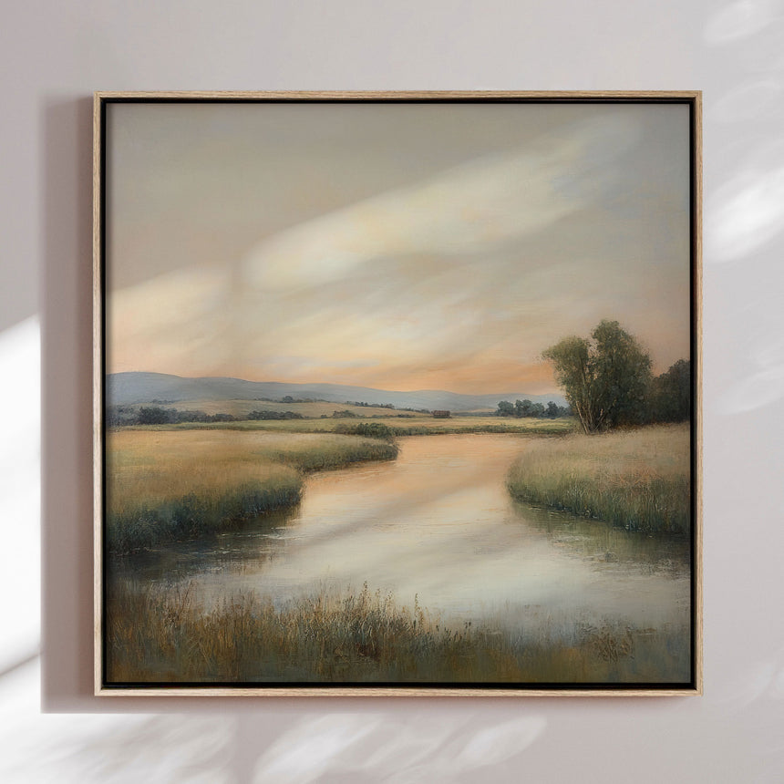 Håndlavet maleri med ramme - Quiet Waters - Mixed media