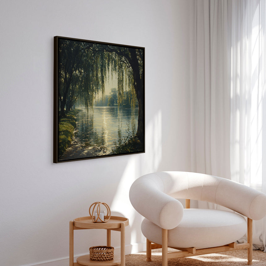Håndlavet maleri med ramme - Dancing Reflections - Mixed media