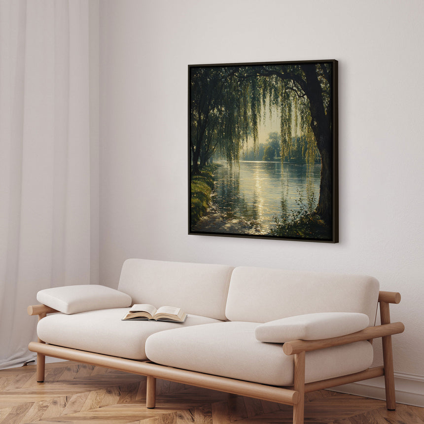 Håndlavet maleri med ramme - Dancing Reflections - Mixed media