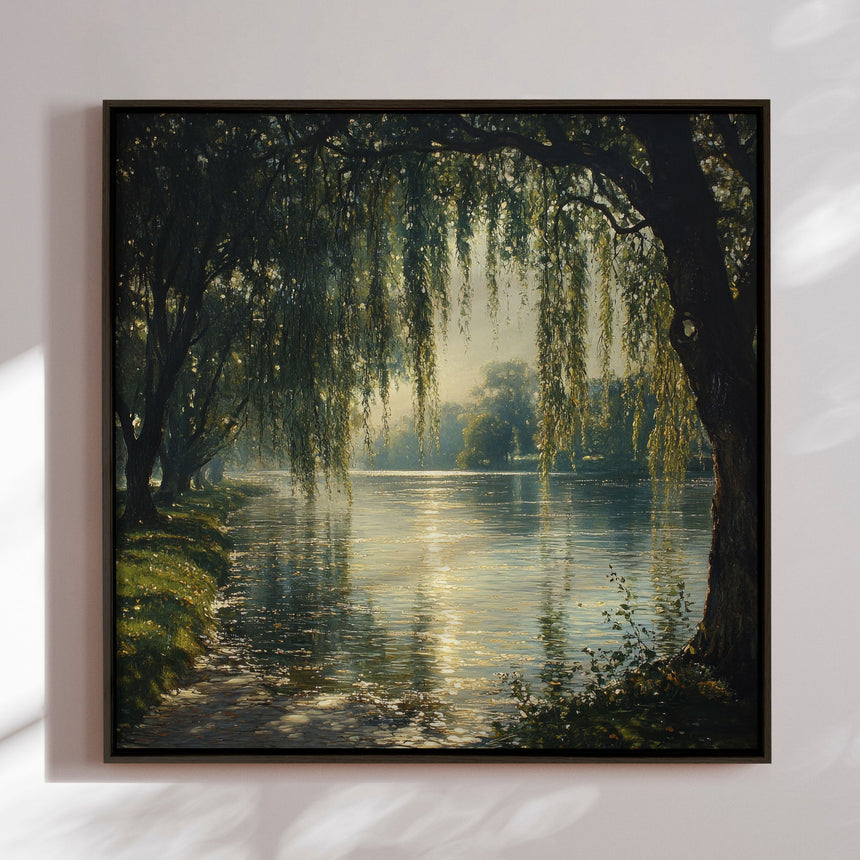 Håndlavet maleri med ramme - Dancing Reflections - Mixed media