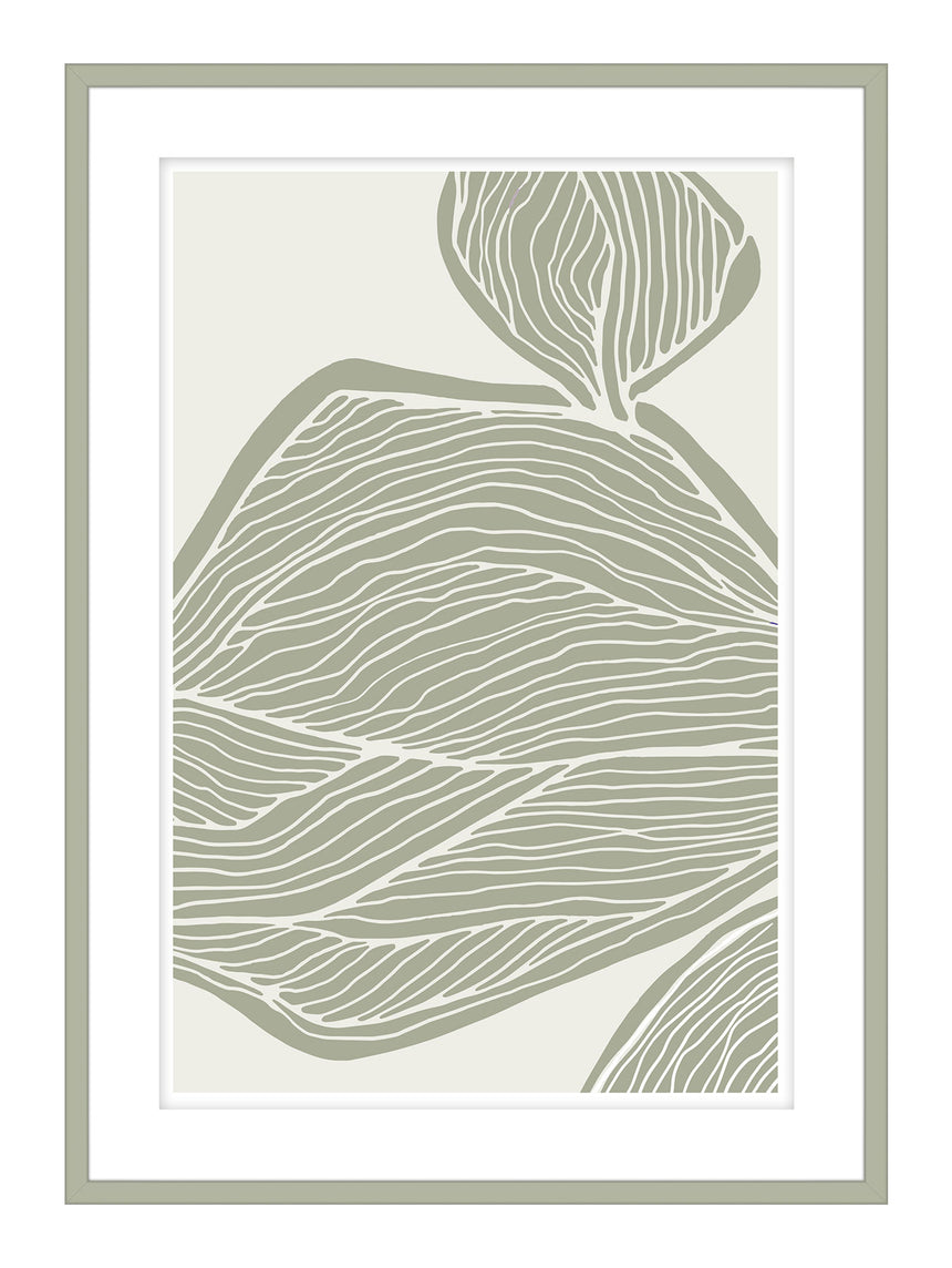 Luksus plakat i grøn ramme - Leaves - École D´art - Incado