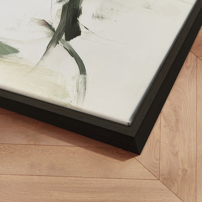 Håndlavet maleri med ramme - Green Dance - Mixed media