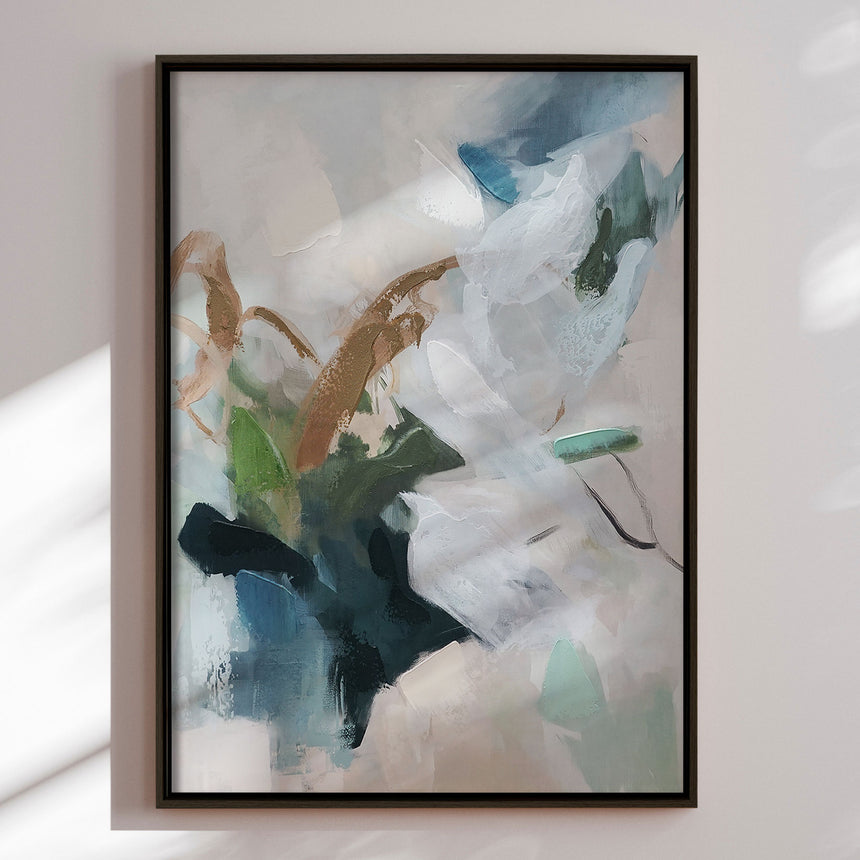Håndlavet maleri med sort ramme - Faded Echoes - Mixed media