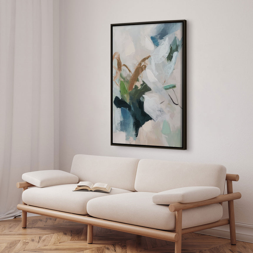 Håndlavet maleri med sort ramme - Faded Echoes - Mixed media