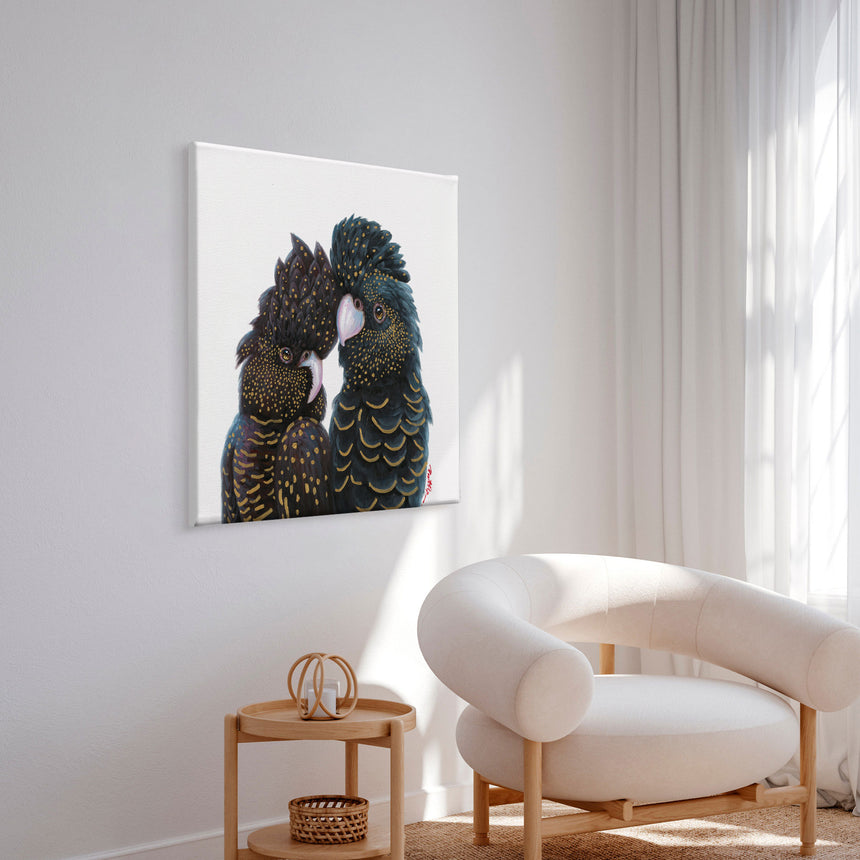 Håndlavet maleri - Lovebirds - Mixed media - Incado