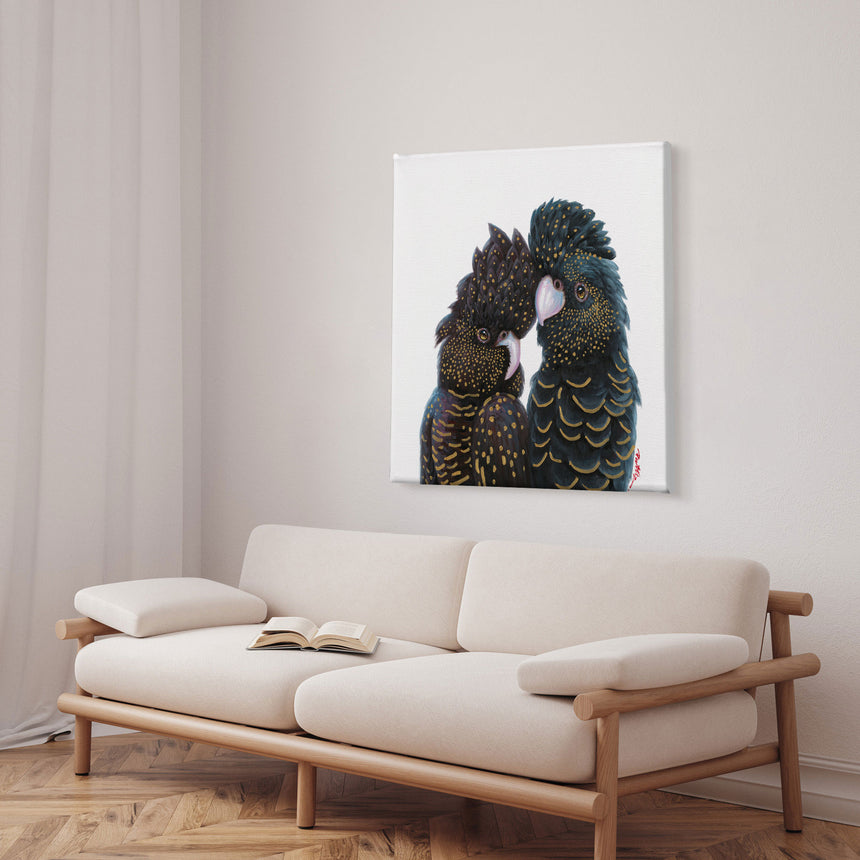 Håndlavet maleri - Lovebirds - Mixed media - Incado