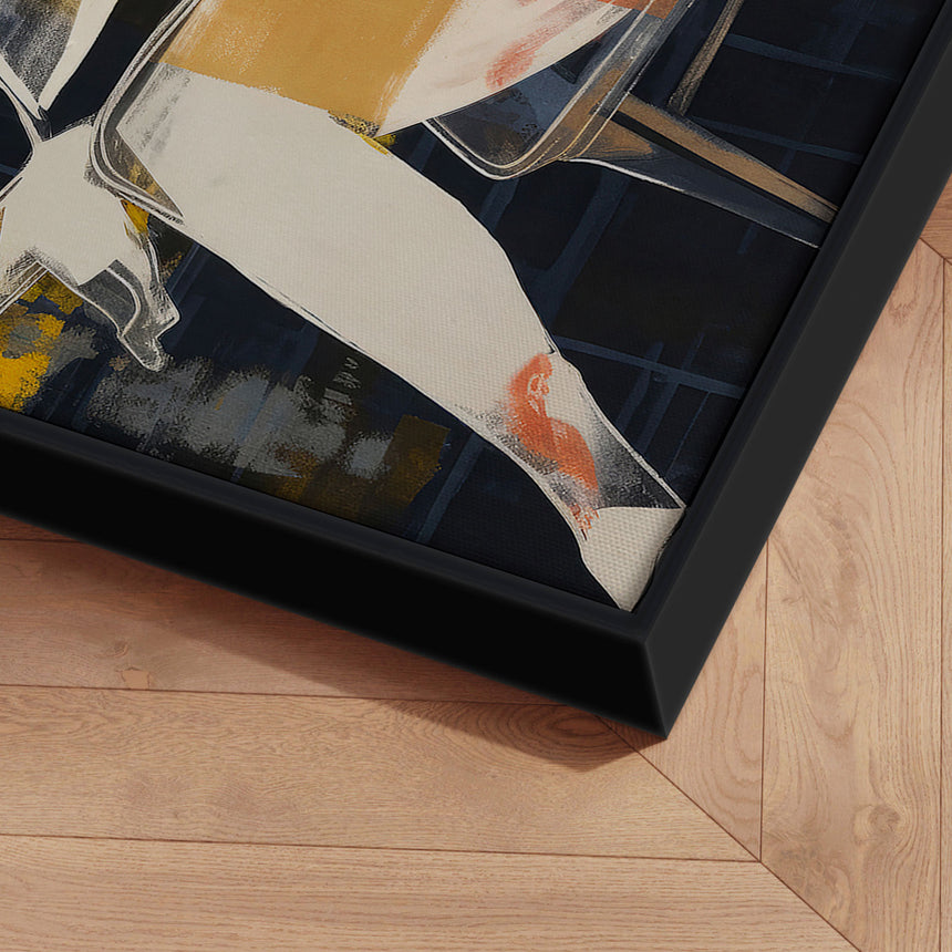 Håndlavet maleri med sort ramme - Sitting Model - Mixed media - Incado