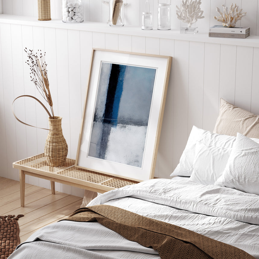 Luksus plakat i egeramme - Lines of Blue I - École D´art - Incado