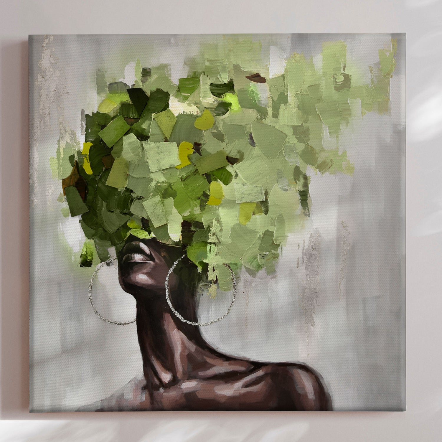 Håndlavet maleri - Wooden Hair Green - Incado