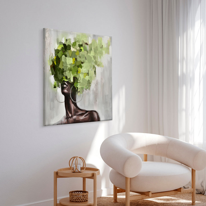 Håndlavet maleri - Wooden Hair Green - Incado