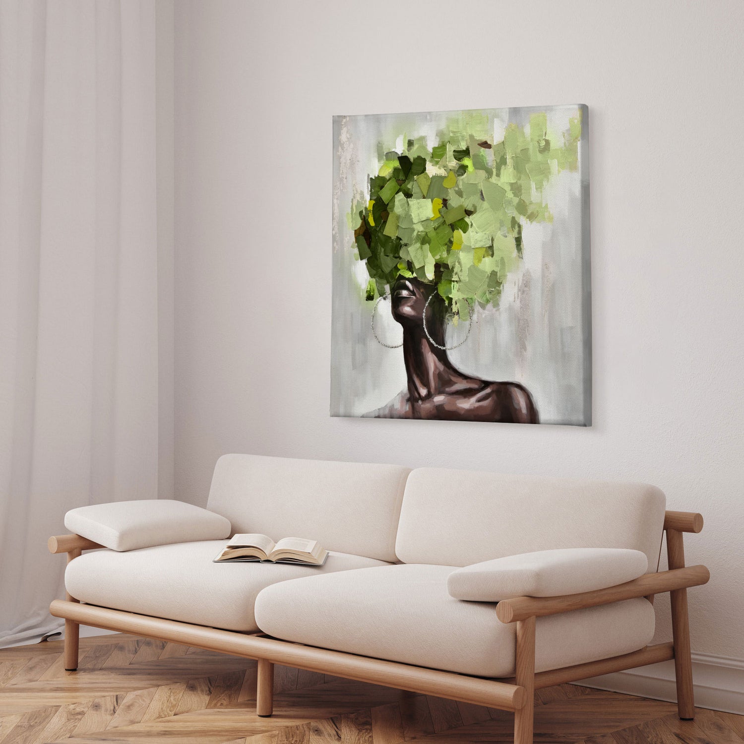 Håndlavet maleri - Wooden Hair Green - Incado