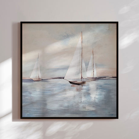 Håndlavet maleri med sort ramme - Windjammer - Mixed media - Incado