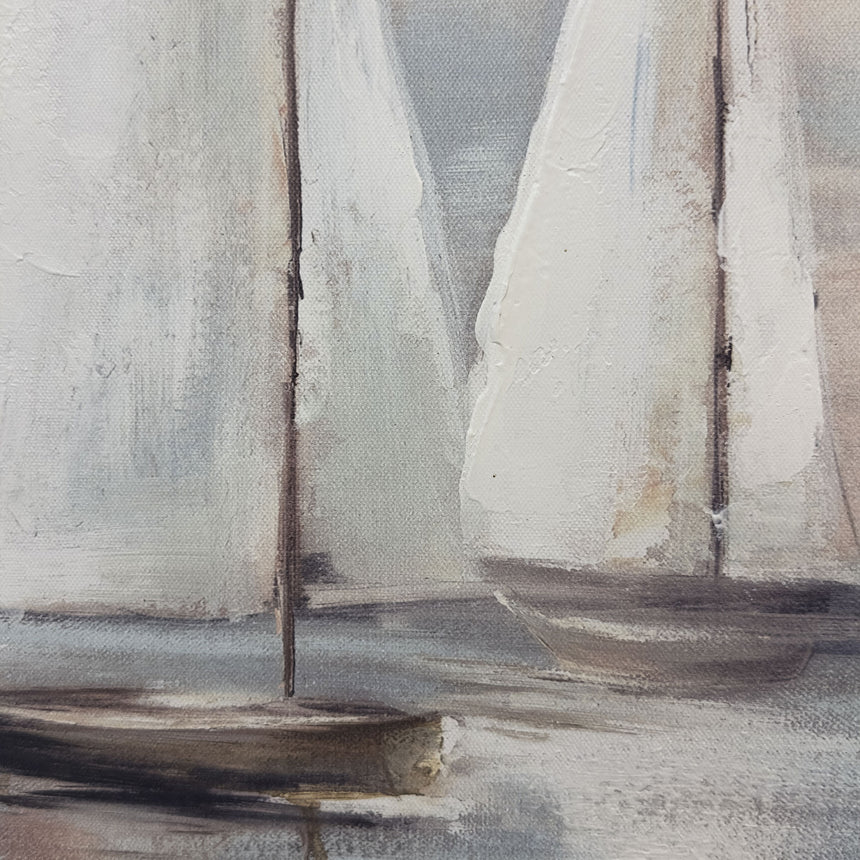 Håndlavet maleri med sort ramme - Windjammer - Mixed media - Incado