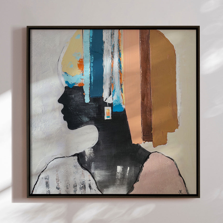 Håndlavet maleri med sort ramme - Behind the Brushstrokes - Mixed media